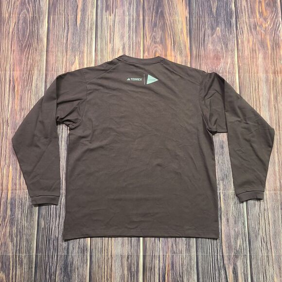 Adidas Long Sleeve Shirt Mens Medium Terrex x And Wander Brown HZ0672 XPL AW - Picture 12 of 13